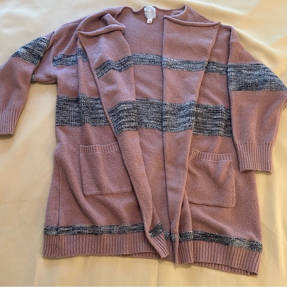Sunday Pink and Gray Striped Cardigan - Picture 1 of 4